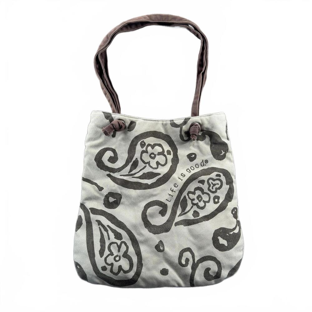 Life is Good Women's Shoulder Bag w/ Paisley Print Flowers Bohemian SEE PICS